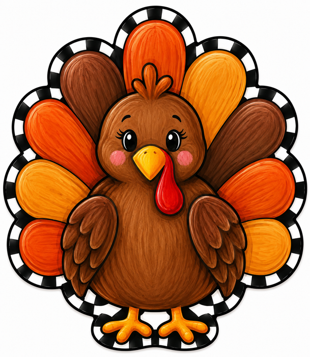 Turkey Cutout, DBJ-W-0058, 12in Sign For Wreath, Wood Wreath Sign - DecoExchange®