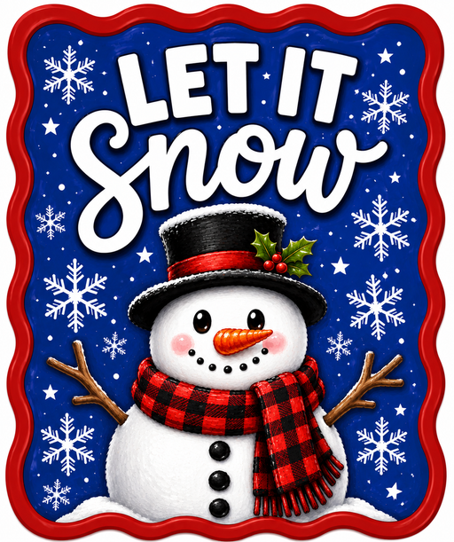 Let it Snow Snowman Blue, DBJ-W-0059, 12in Sign For Wreath, Wood Wreath Sign - DecoExchange®