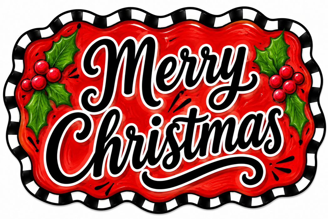 Merry Christmas Check Marquee, DBJ-W-0060, 12in Sign For Wreath, Wood Wreath Sign - DecoExchange®