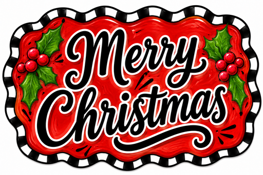 Merry Christmas Check Marquee, DBJ-W-0060, 12in Sign For Wreath, Wood Wreath Sign - DecoExchange®