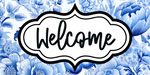 Blue Floral Welcome, DCO-00160-1, Sign For Wreath, 6x12 wood Sign