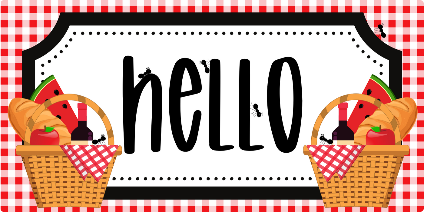 Welcome Picnic Sign, DCO-102914-1, Sign For Wreath, 6x12 wood Sign