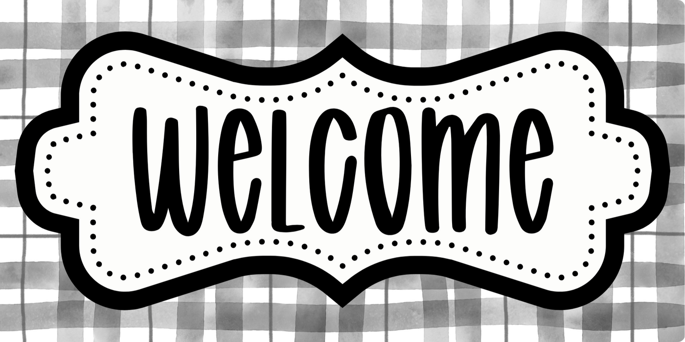Black and White Welcome, DCO-102916-1, Sign For Wreath, 6x12 wood Sign