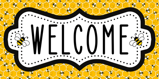 Welcome Bee Sign, DCO-102918-1, Sign For Wreath, 6x12 wood Sign