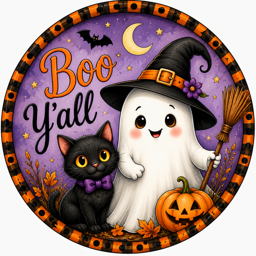 Boo Y'all, Halloween Sign, DCO-103009-DH, Sign For Wreath, 18" Door Hanger