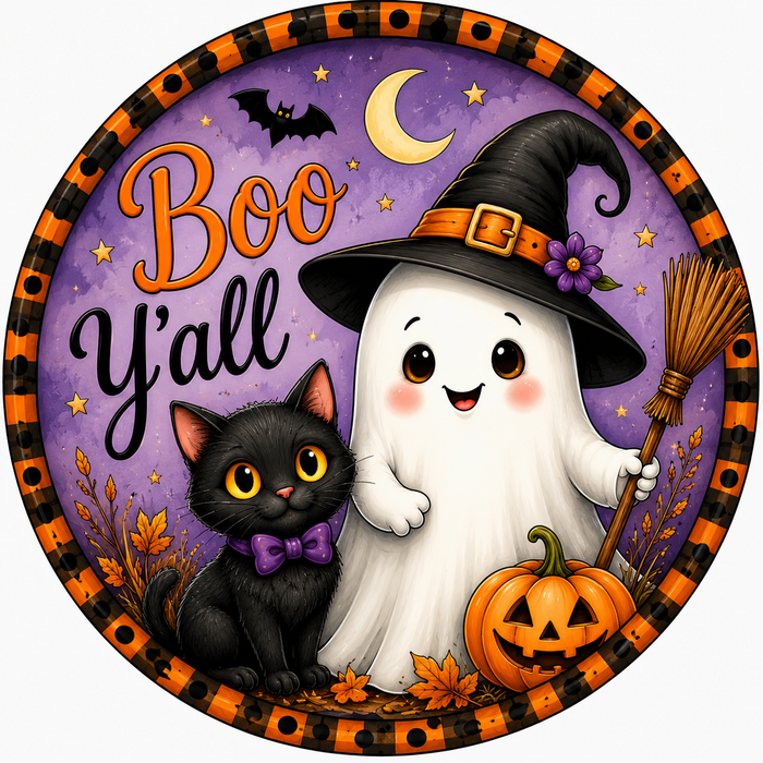 Boo Y'all, Halloween Sign, DCO-103009-DH, Sign For Wreath, 18" Door Hanger