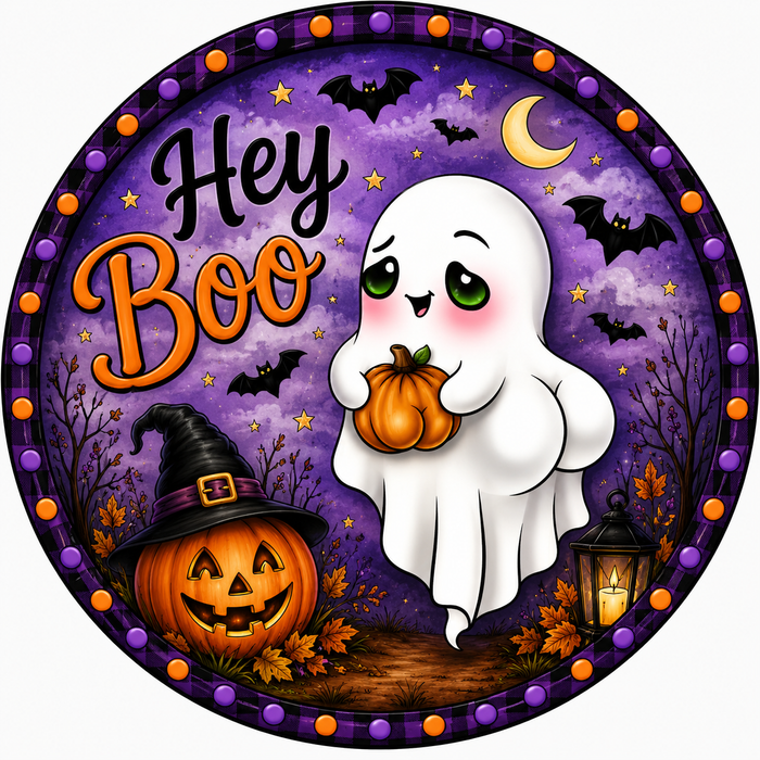 Hey Boo, Halloween Sign, DCO-103011-DH, Sign For Wreath, 18" Door Hanger