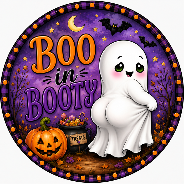 Boo in Booty, Halloween Sign, DCO-103013-DH, Sign For Wreath, 18" Door Hanger
