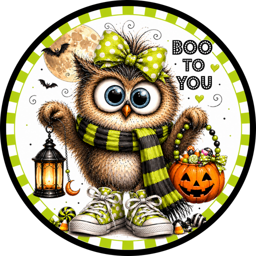 Boo To You, Owl Halloween Sign, DCO-103021-DH, Sign For Wreath, 18" Door Hanger