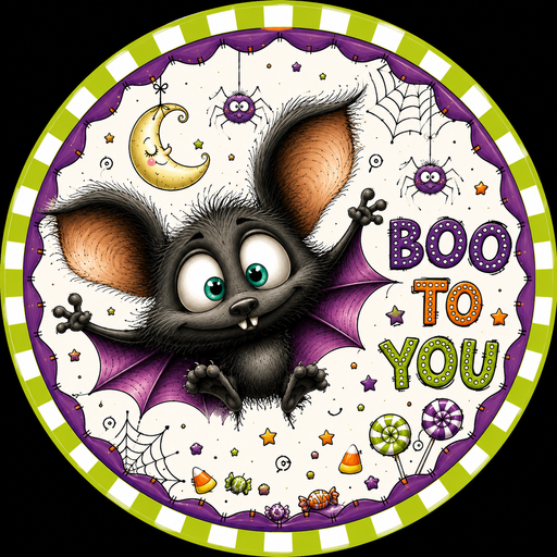Boo To You, Bat Halloween Sign, DCO-103024-DH, Sign For Wreath, 18" Door Hanger