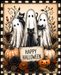 Vintage Ghost and Cats, Halloween Sign, DCO-103025, Sign For Wreath, 8x10" Metal Sign