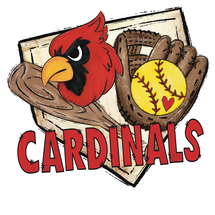 Cardinal Door Hanger, Softball Door Hanger, wood sign, DCO-W-01185-DH, 22" Door Hanger
