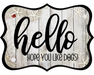 Hello Hope You Like Dogs Sign, DCO-W-1379, Sign For Wreath, 14in Wreath Sign
