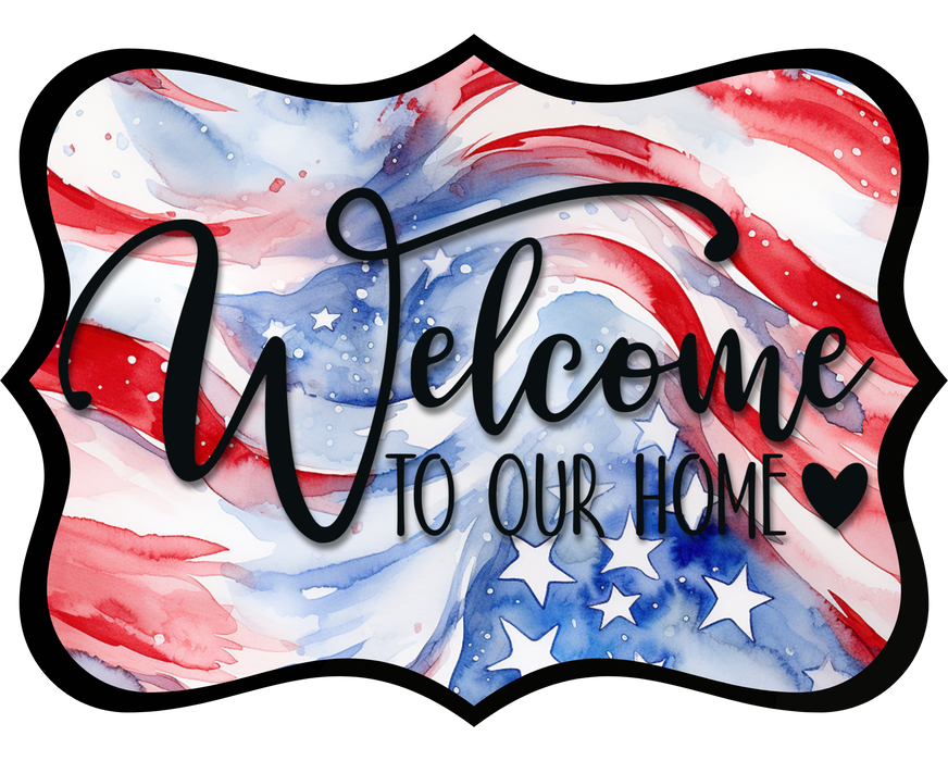 Welcome To Our Home Sign, DCO-W-1518, Sign For Wreath, Wood Wreath Sign