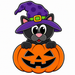 Cat and Pumpkin Halloween Sign, DCO-W-1535, 12in Sign For Wreath, Wood Wreath Sign