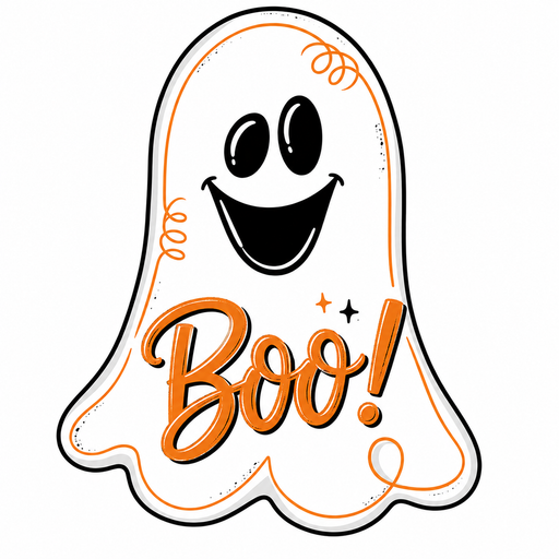 Orange Boo Ghost, DCO-W-1537, 12in Sign For Wreath, Wood Wreath Sign
