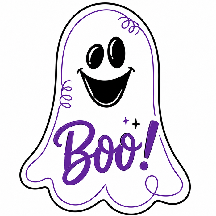 Purple Boo Ghost, DCO-W-1538, 12in Sign For Wreath, Wood Wreath Sign