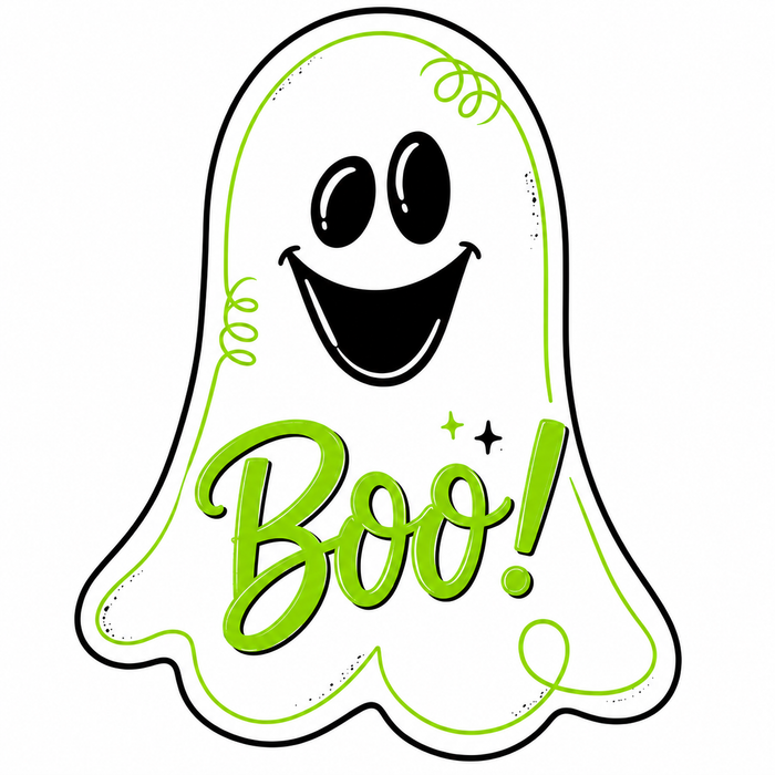 Green Boo Ghost, DCO-W-1539, 12in Sign For Wreath, Wood Wreath Sign