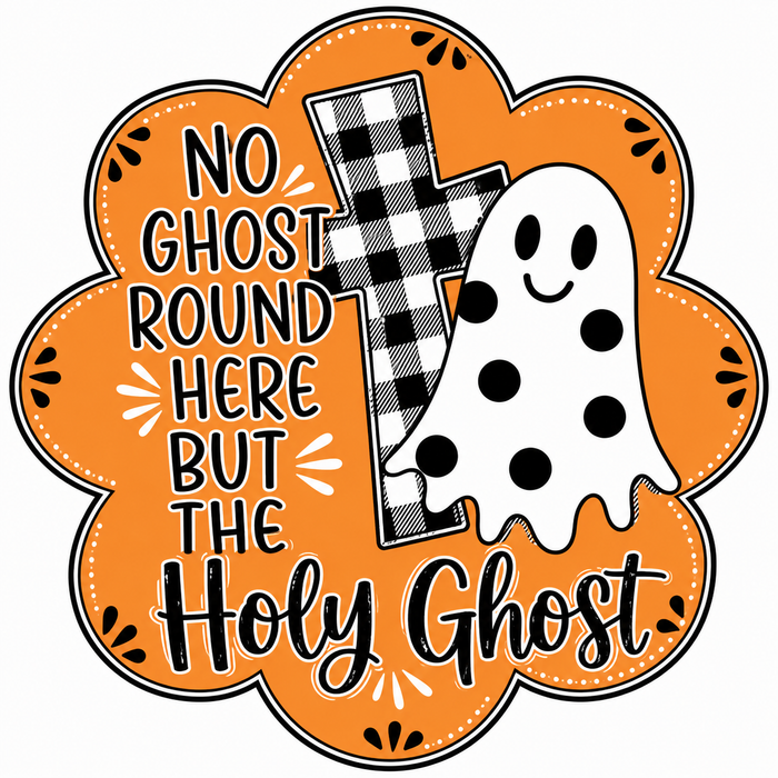 Orange Holy Ghost Halloween Sign, DCO-W-1543, 12in Sign For Wreath, Wood Wreath Sign