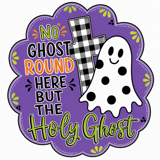 Purple Holy Ghost Halloween Sign, DCO-W-1544, 12in Sign For Wreath, Wood Wreath Sign