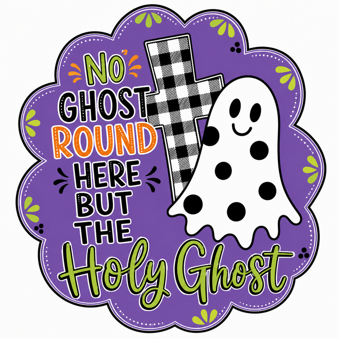 Purple Holy Ghost Halloween Sign, DCO-W-1544, 12in Sign For Wreath, Wood Wreath Sign