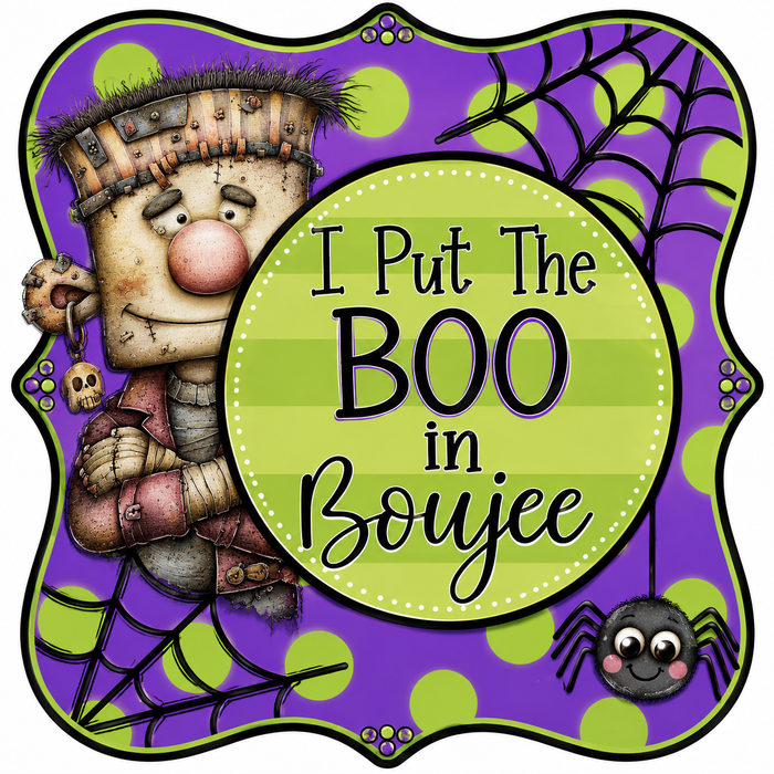 Cute Halloween Frankie Sign, DCO-W-1547, 12in Sign For Wreath, Wood Wreath Sign