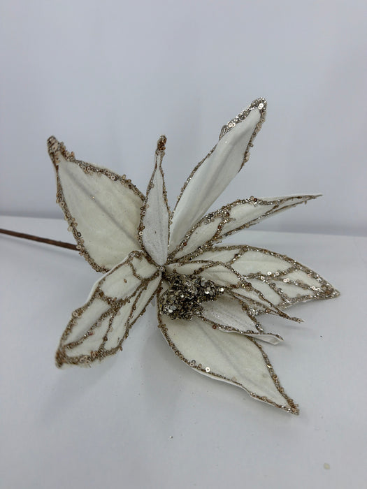25in Elegant Velvet Poinsettia-Cream IPISB79802