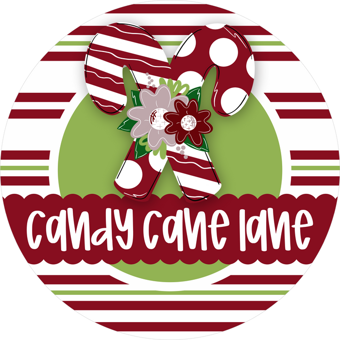 Christmas Sign, Candy Cane Lane, DECOE-5321, Sign For Wreath, 10" Metal Sign