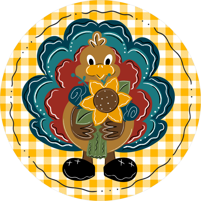 Fall Sign, Turkey, DECOE-5328-D, Sign For Wreath, 10" Wood Sign