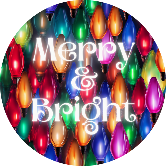 Christmas Sign, Merry and Bright, DECOE-5337, Sign For Wreath, 10" Metal Sign