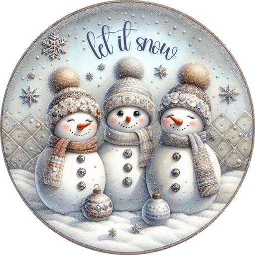 Snowman Sign, Let It Snow, DECOE-5338-D, Sign For Wreath, 10" Wood Sign - DecoExchange®