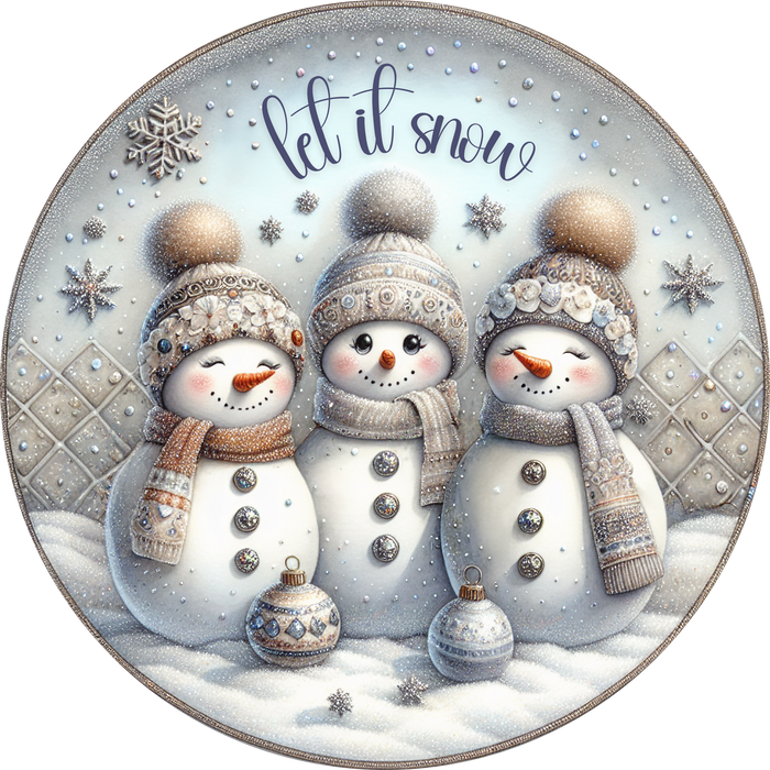 Snowman Sign, Let It Snow, DECOE-5338, Sign For Wreath, 10" Metal Sign