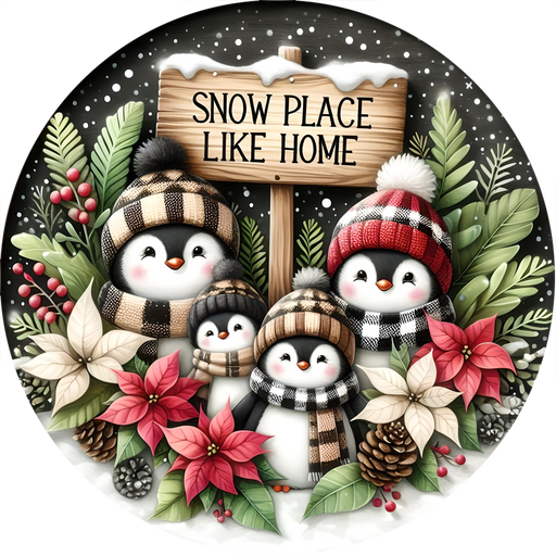 Penguin Sign, Snow Place Like Home, DECOE-5343-DH, 18" Door Hanger