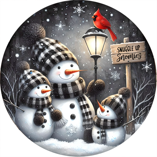 Snowman Sign, Snuggle Up, DECOE-5345-D, Sign For Wreath, 10" Wood Sign - DecoExchange®