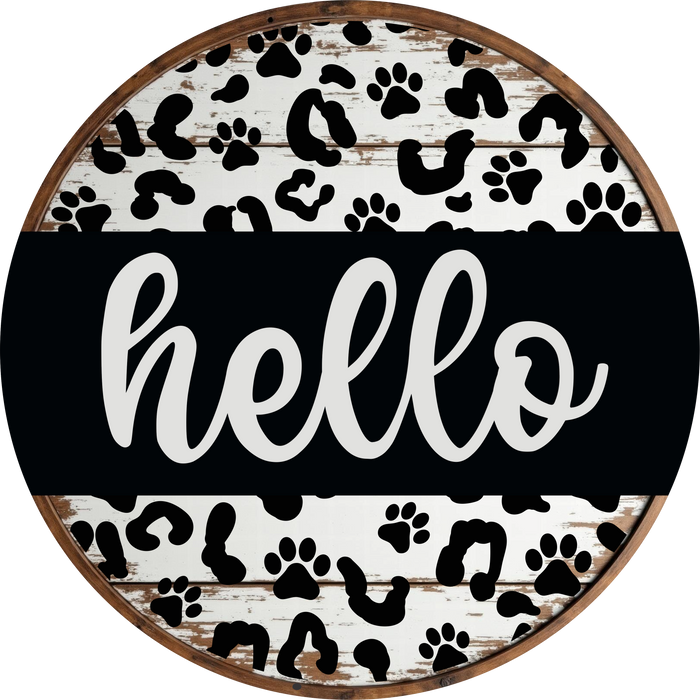 Dog Sign, Hello Sign, DECOE-5352-D, Sign For Wreath, 10" Wood Sign