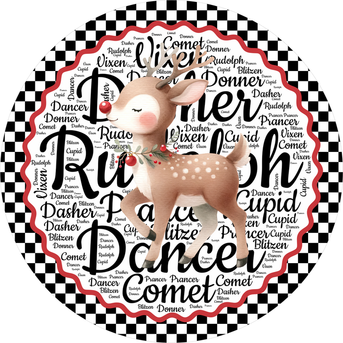 Christmas Sign, Reindeer Sign, DECOE-5357-D, Sign For Wreath, 10" Wood Sign