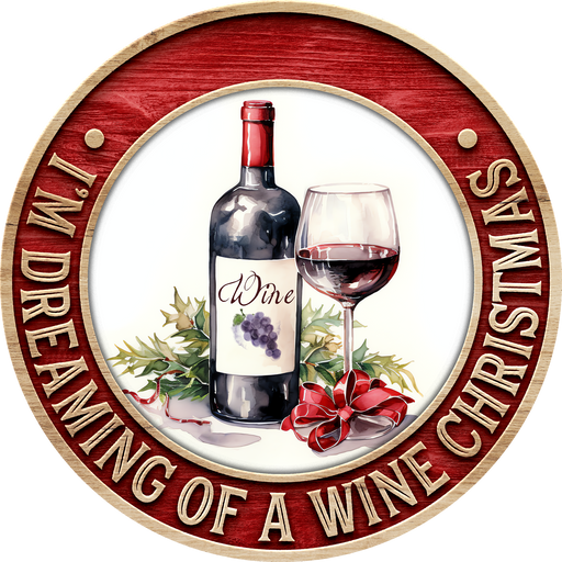 Christmas Sign, Wine Christmas, DECOE-5362-D, Sign For Wreath, 10" Wood Sign