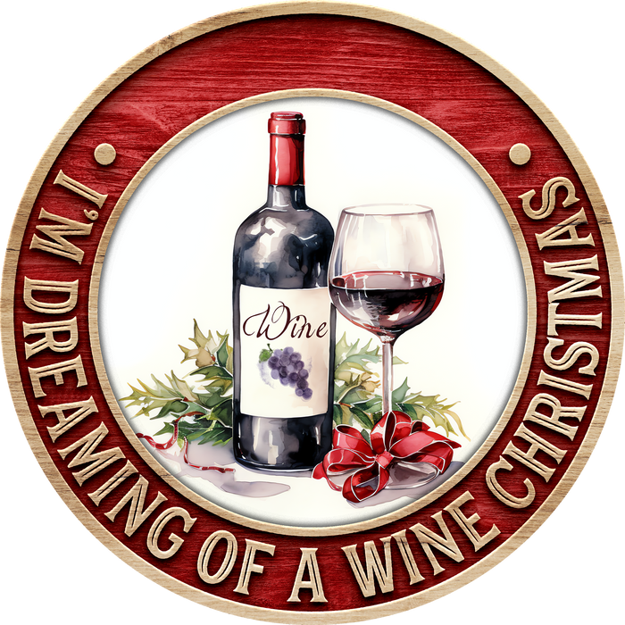 Christmas Sign, Wine Christmas, DECOE-5362-D, Sign For Wreath, 10" Wood Sign