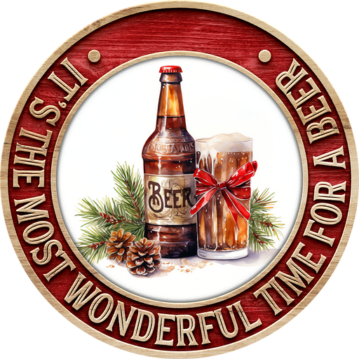 Christmas Sign, Beer Christmas, DECOE-5363, Sign For Wreath, 10" Metal Sign