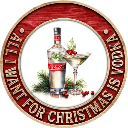 Christmas Sign, Vodka Christmas, DECOE-5364-D, Sign For Wreath, 10" Wood Sign