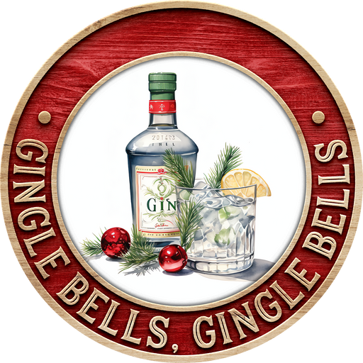 Christmas Sign, Gin Christmas, DECOE-5366-DH, 18" Door Hanger