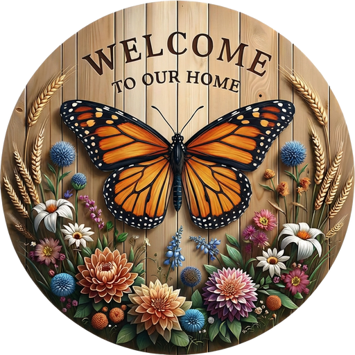 Butterfly Sign, Welcome Sign, DECOE-5407-DH, Sign For Door, 18" Door Hanger