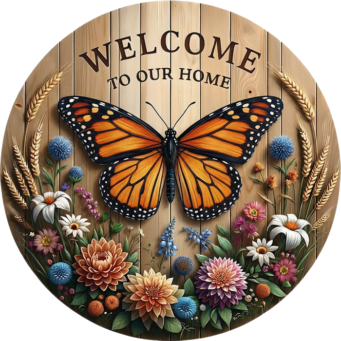 Butterfly Sign, Welcome Sign, DECOE-5407-DH, Sign For Door, 18" Door Hanger