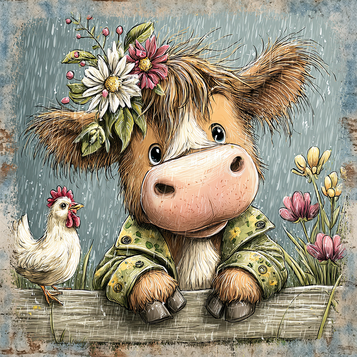 Floral Cow Sign, DECOE-5415, Sign For Wreath, 10x10" Metal Sign