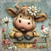 Floral Cow Sign, DECOE-5416, Sign For Wreath, 10x10" Metal Sign