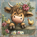 Floral Cow Sign, DECOE-5417, Sign For Wreath, 10x10" Metal Sign
