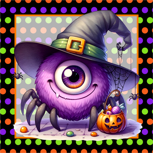 Spider Monster Sign, Halloween Sign, DECOE-5454, Sign For Wreath, 10x10" Metal Sign