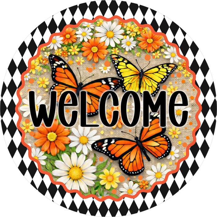 Birds Welcome Sign, DECOE-5423-DH, Sign For Wreath, 18" Door Hanger