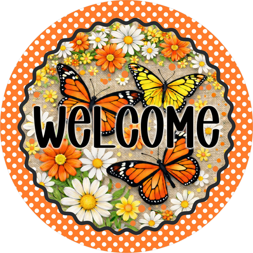Welcome Floral Sign, DECOE-5424-DH, Sign For Wreath, 18" Door Hanger