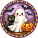 Ghost Halloween Sign, DECOE-5469-DH, Sign For Wreath, 18" Door Hanger
